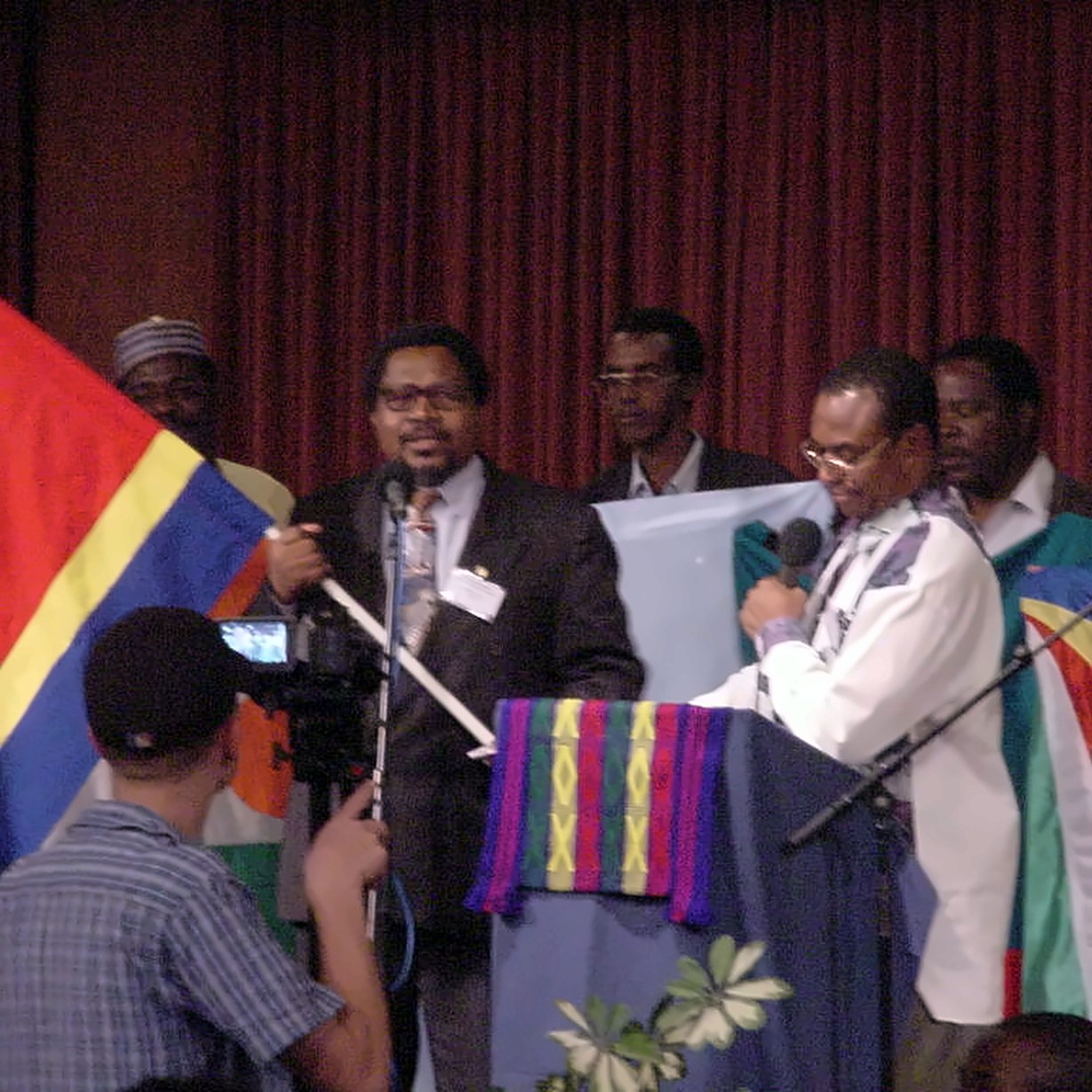 Leaders on stage at the Jerusalem consultation, 2001