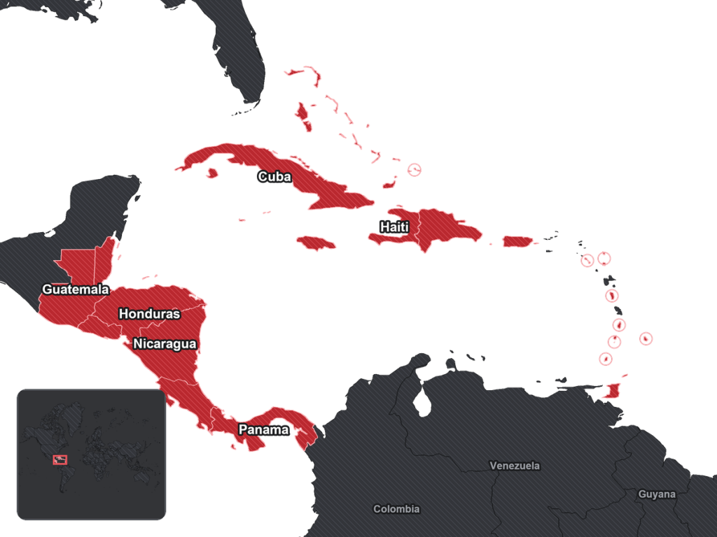 Map of Diaspora : Caraïbes et Amérique centrale