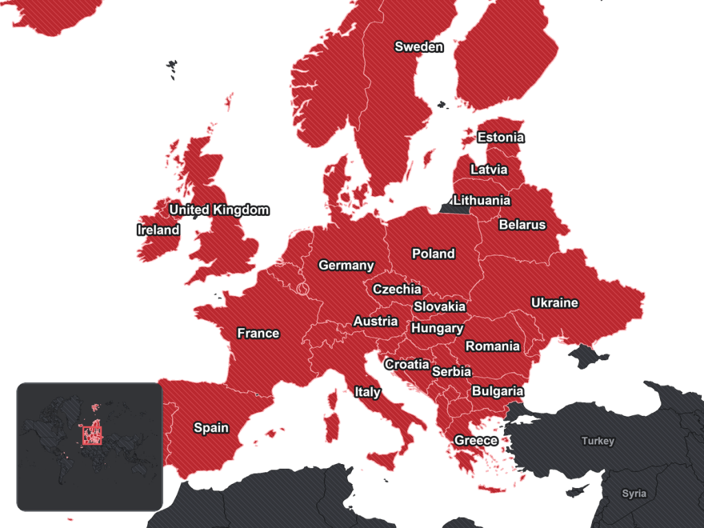 Map of Diaspora : Europe