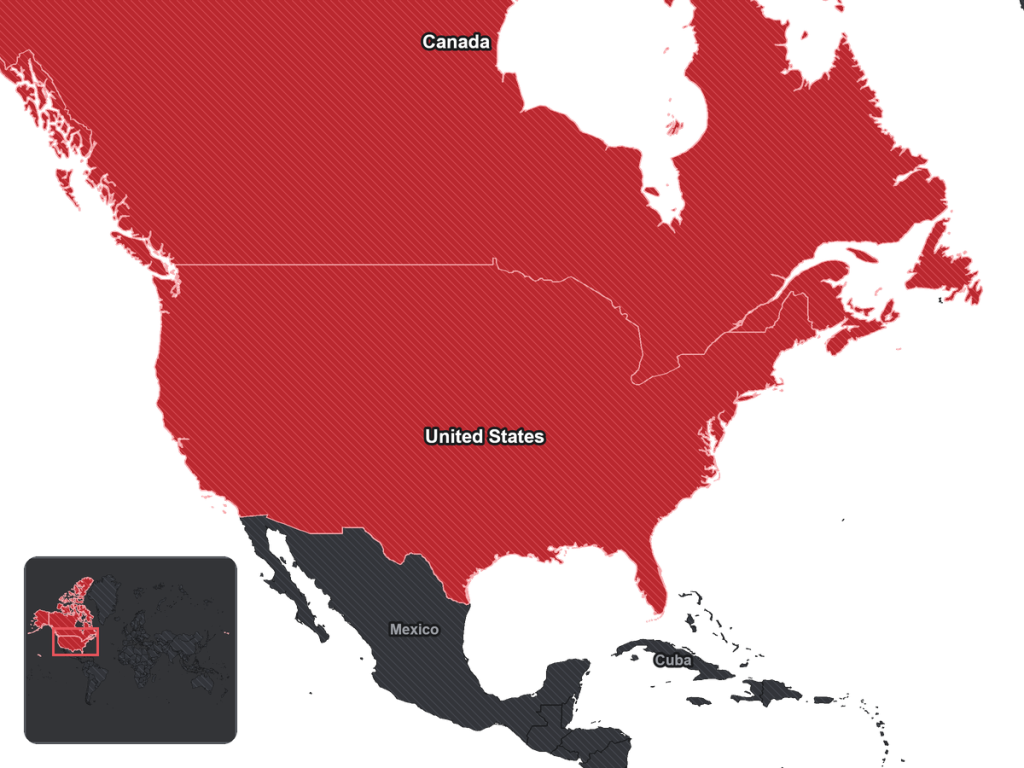 Map of Diaspora : Amérique du Nord