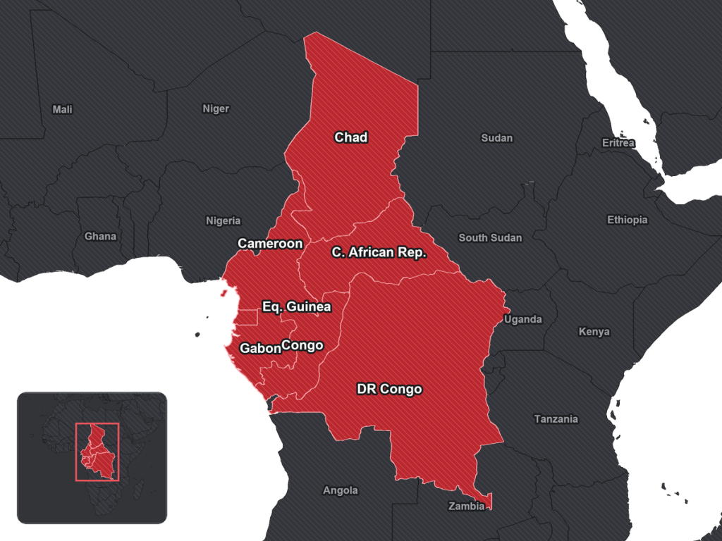 Map of Afrique centrale francophone