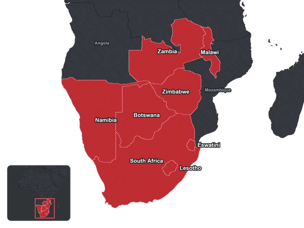 Map of Afrique australe